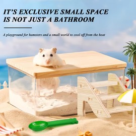 Pet Hamster Bathroom, Hamster Sand Bath with Ladder and Shovel, Hamster Sand Bath Container, Hamster Accessories, Transparent Acrylic Shower for Gold Hamsters, Dwarf Hamsters, Mice or Small Pets