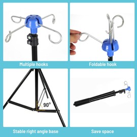 GSCDJCM 2pcs Portable Collapsible IV Pole Stand, Aluminum Alloy, 4 Hook 3 Leg, Adjustable Height ，for Hospitals, Clinics, Wheelchairs and Beds (22)