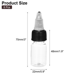 MECCANIXITY 6Pcs 0.3oz/8ml Squeeze Bottles, Clear Dispensing Bottles with Twist Cap Lids, Plastic Squirt Bottle for Ketchup, Mustard,and Crafts