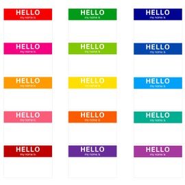 15 Colors 405 PCs Name Tag Rainbow Sticker in for Themed Party School Office Home (3"x2" Each)