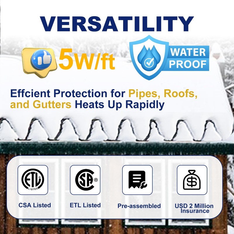HEATIT HIRD 20 feet Roof & Gutter Snow De-Icing Kit,