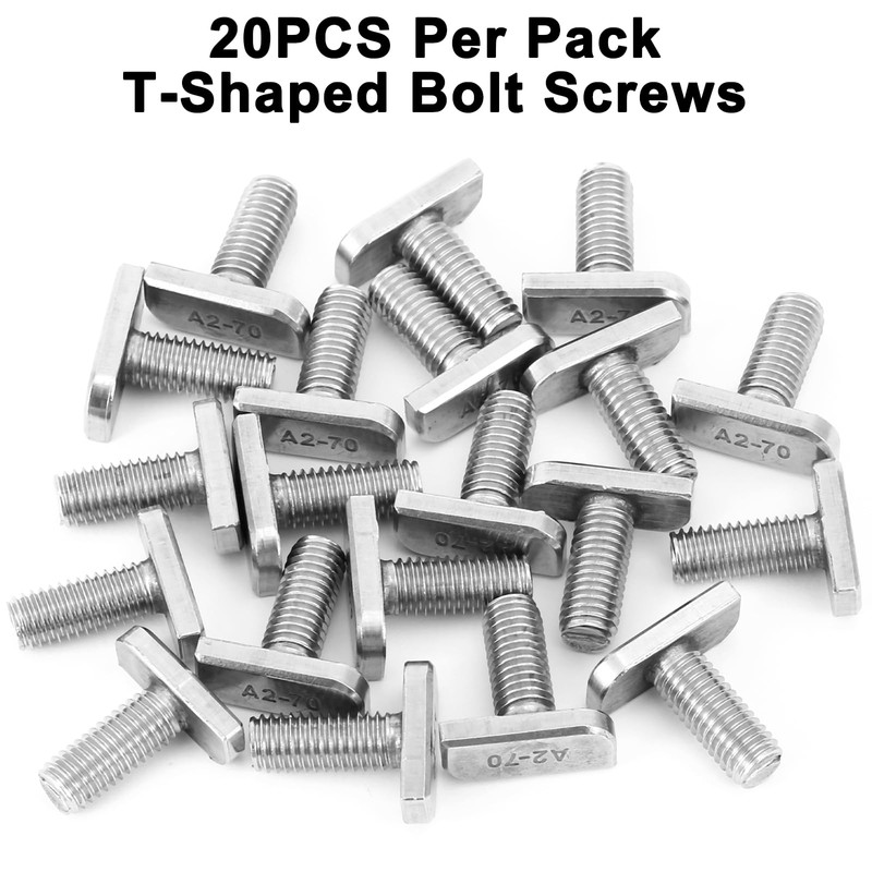 20Pcs M8x20 304 Stainless Steel T-Slot Bolt M8x20mm Bolt T-Shaped