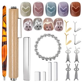 JFIYUOMCI 35-Pieces Cat Eye Nail Magnet Kit -3 In 1 Magnetic Nail Polish, Y-Shaped Guides, Cateye Nail Design Tools for Ice Flower/Heart Cat Eye Gel Polish Nail Art, Home & Salon Use