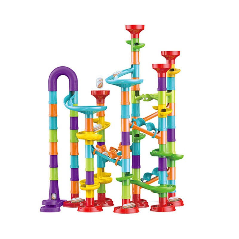 Roll Ball Track Building Blocks Colorful Stereoscopic Maze Stacking Toys