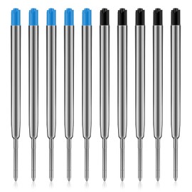 Molain Replaceable Ballpoint Pen Refills, 10 Ball Point Pen Refills, 1mm Medium Point Pen Refills, Ball Points Pen Refills, Metal Ink Pen Refills for Daily Work School Office Supplies (Blue+Black)