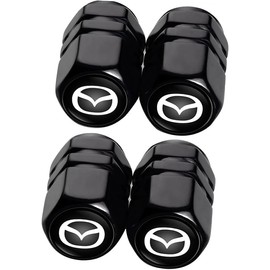 4Pcs Car Tire Valve Stem Caps, Tires Air Caps Cover Corrosion Resistant Tire Valve Cap Accessory for Mazda CX-3 CX-5 RX-7/RX-8 MX-5 All ModelsWheel Cap MZD_Black