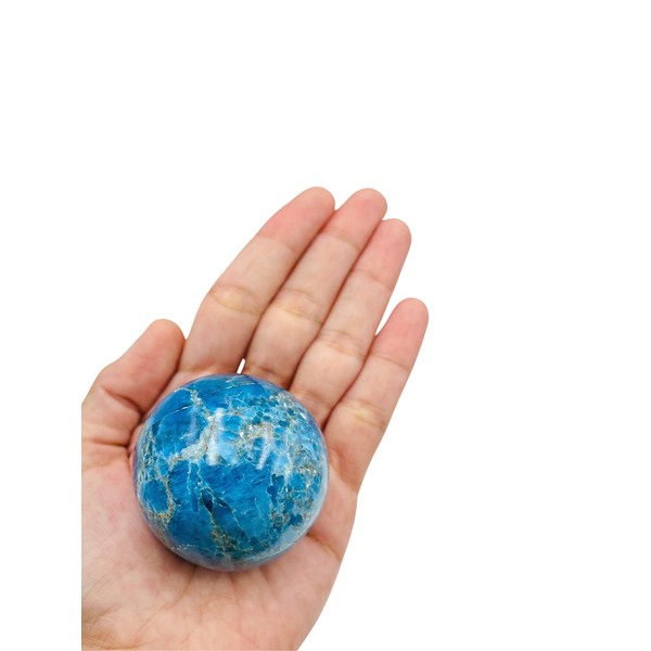 WholesaleGemShop Natural Apatite Quartz 40-45 mm Ball Sphere Gemstone A+ Hand Carved Crystal Altar Healing Devotional Focus Spiritual Chakra Cleansing Metaphysical Gift Men Women