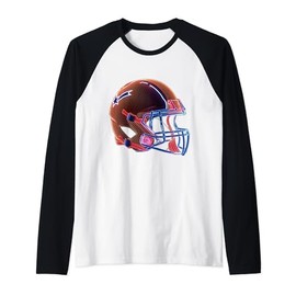 Cool Wireframe Image of an American Football Helmet Sports Raglan Baseball Tee