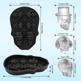 HuLuHouse® Moldes para Hielo Calavera 6 Tiles Bandeja de Hielo 3D Bandeja de Silicona Diamante Cubitos para cCubitos de Hielo Para Fiestas, Bares, Cumpleaños, Regalos, Eventos (Negro-6PCS)
