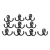 10pcs Black Double Prong Coat Hooks Wall Mounted Retro High