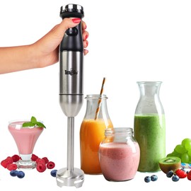 Total Chef Immersion Blender - Electric Handheld Stick Mixer with Stainless Steel Shaft, Variable Speed for Smoothies, Soups, Milkshakes, Baby Food, Puree, Batidora de Inmersión