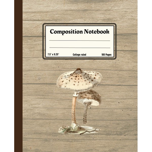 Composition Notebook: Hand Drawn Parasol Mushroom, 7.5" x 9.25", 100