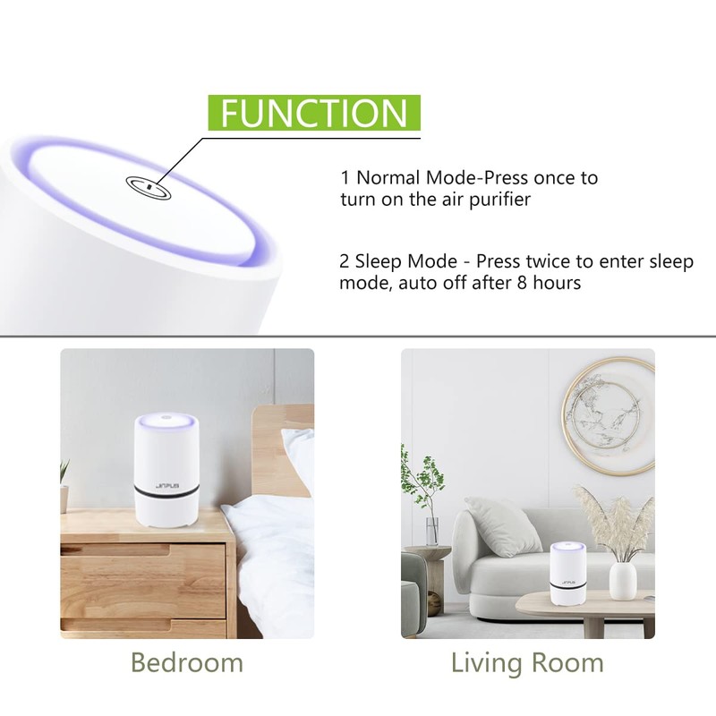 JINPUS Air Purifier Small Portable Air Cleaner for Bedroom with