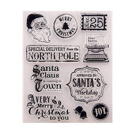 Merry Christmas Santa Claus Workshop Clear Stamps for Cards Making Decoration and Scrapbooking Rubber Stamps for Craft