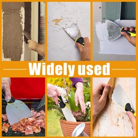 Zamety 5 Piece Spatula Set, Painter's Spatula Tool, Metal Spatula with Plastic Handle, 5 cm, 7.5 cm, 10 cm, 15 cm Scraper and 16.5 cm Curved Bending Spatula, for Scraping Walls and Removing Wallpaper