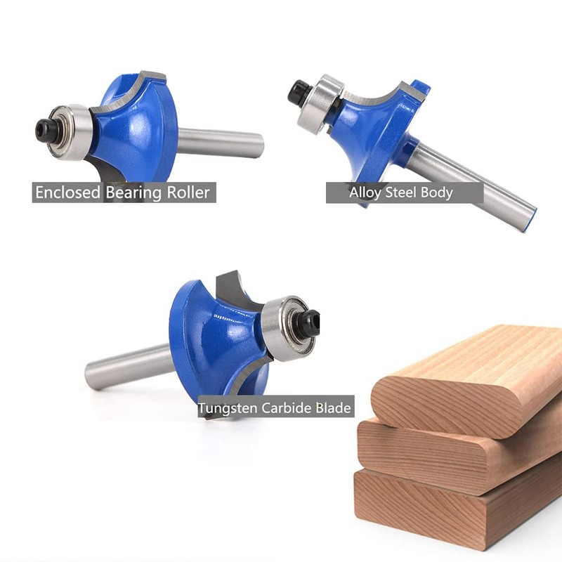 Sinoprotools Roundover Router Bits,6pcs Edge Forming Router Bit Set,Corner Rounding