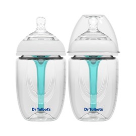 Dr. Talbot's - Botellas anticólicos - 9 onzas (paquete de 2) - Biberones para bebés recién nacidos de 0 meses - Biberones autoesterilizantes para recién nacidos con pezón flexible suave de flujo lento