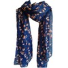 GlamLondon MAGNOLIA Print Scarf, Navy Blue Colour, Floral Flower Fashion