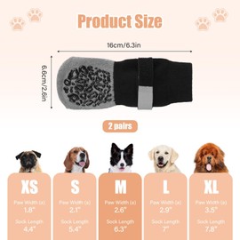 Anti Slip Dog Socks Paws Stop Licking, 2 Pairs Dog Boots Protector Socks with Performance Grip, Breathable Adjustable Cotton Dogs Boot Shoes, Protect Injured Paws, Ideal for Hardwood & Tile Floors