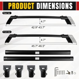 LINGHANG 265 LBS Roof Rack Cross Bars Compatible with Ford Bronco Sport Base 2021-2024, Bigbend 2021-2024, Aluminum Heavy Duty Cargo Crossbar Outer Banks 2021, Heritage Edition 2023 On-Road Version