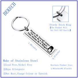 BEKECH Penguin Gift Always Be Yourself Unless You Can Be A Penguin Keychain Penguin Theme Jewelry Funny Penguin Quote Inspirational Gift for Friend Penguin Lover Gift(silver)