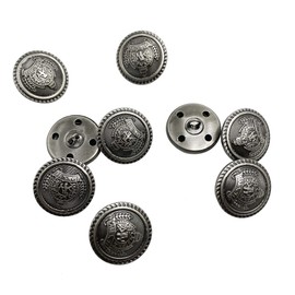 Pack 10 25mm Vintage Metal Button,Antique Button,Large Coat Blazer Suits, Uniform, Jacket Crown Replacement Button 1 inch (Gunblack) PT811