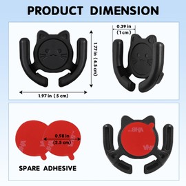 HOMEFOX Multi-Surface Holder Car Mount 3 Pack Compatible for Popsocket Grip Holder for Pop Socket Mount Device Support Accessory Home Office Desk Wall Mount Cute Cat Strong Adhesive Sticky Pad (Black)