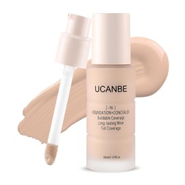 UCANBE Base de maquillaje y corrector 2 en 1, cobertura total con acabado mate para piel normal, mixta y grasa, fórmula resistente al agua con ácido hialurónico (05 Beige Nude)