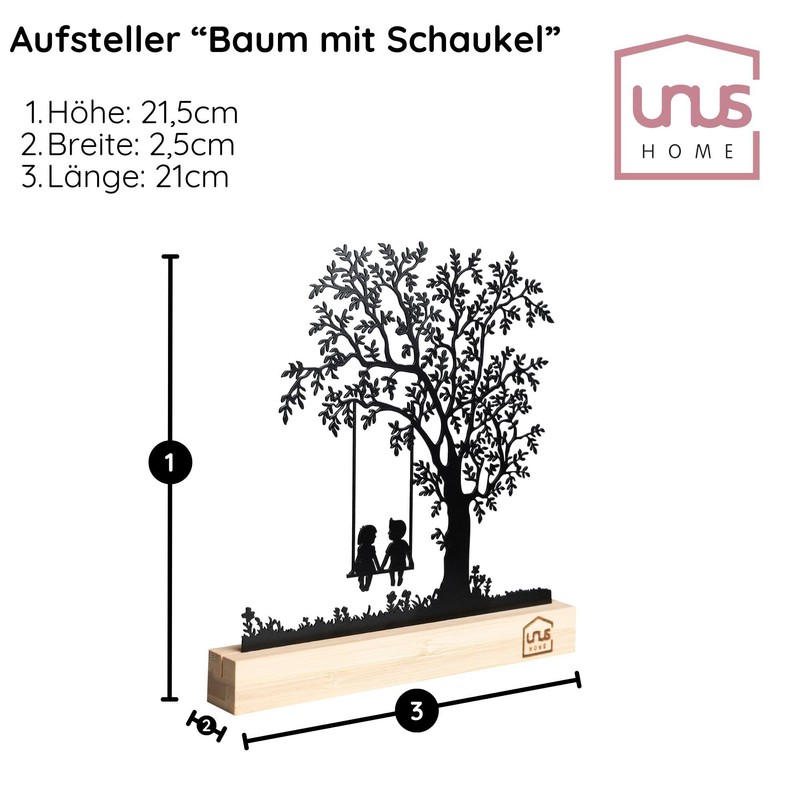 UNUS Decorative Tree Stand, Children on the Swing, Black Metal