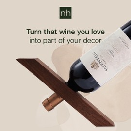 Northauz Floating Wine Holder, Cool Unique Floating Wine Bottle Holder Decorative, Wooden Floating Wine Rack, Single Wine Bottle Holder, Wine Stand for Wine Decor, Wooden Wine Rack