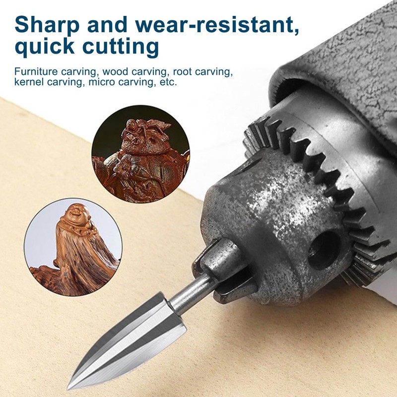 SIGANDG Engraving Drill Wood Carving Tool 5 Pieces HSS Engraving