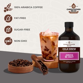 Jamaica Me Crazy Flavored Concentrate, Unsweetened Cold Brew & Iced Coffee Distillate Liquid Java. Hand Crafted Concentrated 100% Arabica, Pure Coffee Bean Extract 8-Ounce Bottle