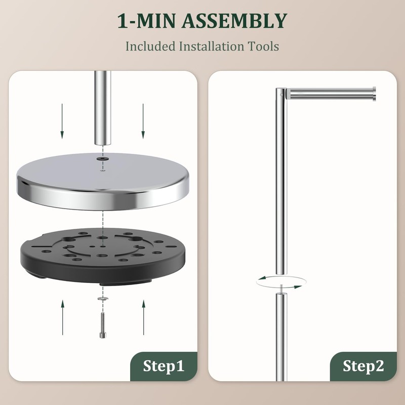 Toilet Paper Holder Stand, Freestanding Tissue Roll Holder for Bathroom,