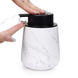 Umlaca Soap Dispenser, Foaming Pottery, Hand Soap Dispenser, Foam Pump, Refill Container, Marble Pattern, 11.8 fl oz (320 ml), Wide Mouth, Manual, Push Type, Suitable for Kitchen, Kitchen, Washroom, Bathroom, Bathroom, etc