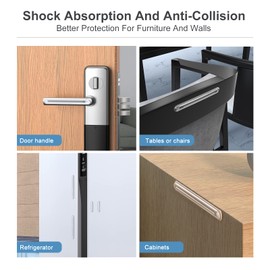 xuenair Clear Furniture Bumpers, Silicone Rubber Wall Protector from Chair Back, Adhesive Shower Door Bumpers for Cabinet Door Car Door Drawer Toilet Lid (2long2short,4)