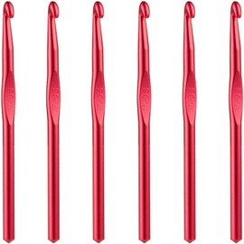 6Pcs 8mm Aluminum Crochet Hook Knitting Needles US Size L (Size 11) for DIY Yarn Craft,Nice Gift for Women Adults Kids Children Beginners (Red)