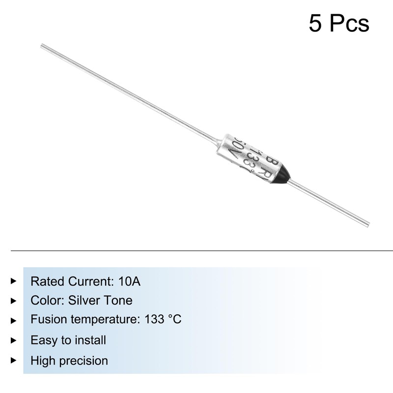 sourcing map 5Pcs Metal Temperature Thermal Fuse RY133 133 °C