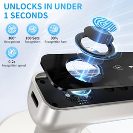 VBUFKRIT Fingerprint Door Lock- biometric Smart Door knob- passcode keypad Door Handle，for Bedroom Hotel Office Apartment (Silver)