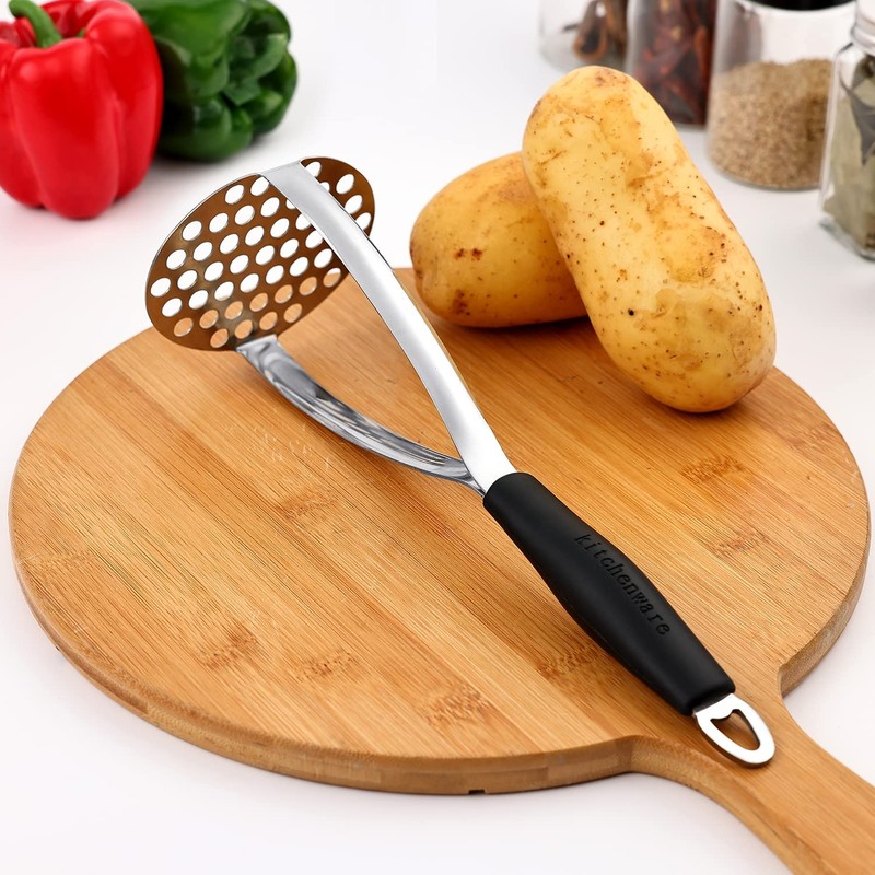 Joyoldelf Heavy Duty Stainless Steel Potato Masher, Professional Integrated Masher