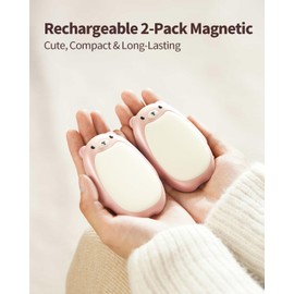 SWEETFULL Hand Warmers Rechargeable – Cute Bear, 2 Pack Magnetic Hot Hands, Reusable Electric Pocket Heater, Great Gift for Daughter, Kids, Wife, or Bestie, Portable for Outdoor & Camping (Pink)