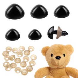 Ymxil Pack of 25 Safety Noses for Crochet Animals, D Type Black Bear Noses with Joints, Amigurumi Nose Eyes for Crochet Animals, Plush Dolls, Bears, DIY Crafts (5 Sizes)