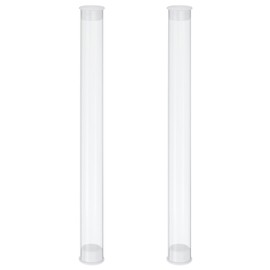 PATIKIL Clear Rigid Tube Round Plastic Tubing with End Caps Polycarbonate Water Pipe, 150mm/6 Inch Length, 12mm x 13mm/0.47" x 0.51", 2 Set