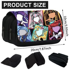 PLNVNVP Monster Pencil Case Girls Anime Pencil Case Cartoon Pencil Case for Children Cartoon 3D Pencil Cases Double Zip Students Stationery Pen Bag, multicoloured, Cartoon