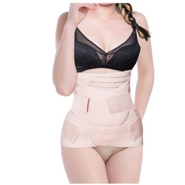 SHYL~JIER Postpartum Belly Wrap 3 in 1 Post Partum Support Recovery - Belly/Waist/Pelvis Belt for Women Body Shaper Tummy Bandit Waist Shapewear Girdle (X-Large, Beige)