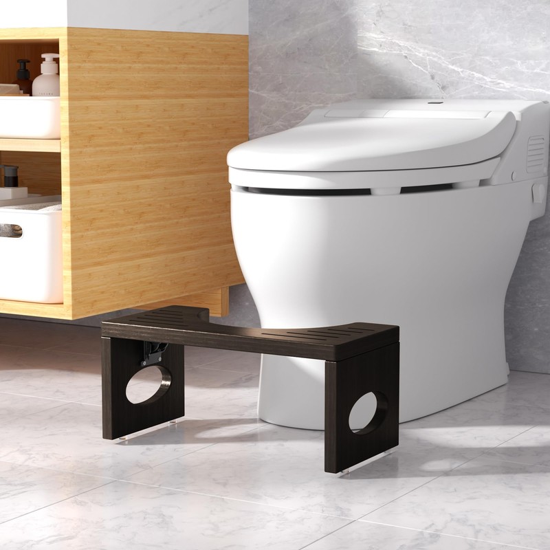 ROMGUAR CRAFT 7 Inch Bamboo Toilet Stool, Foldable Poop Stool,