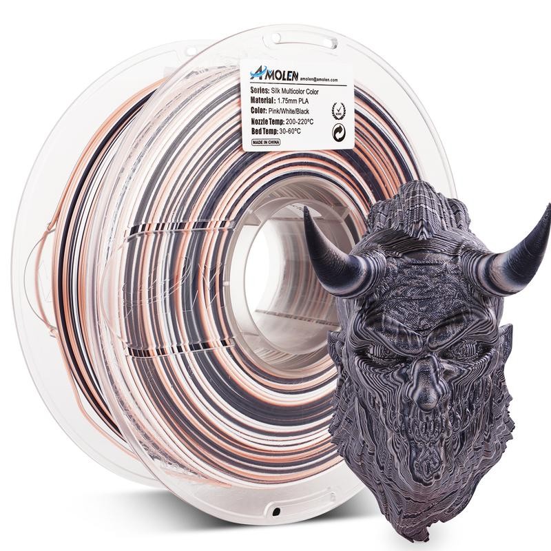 Silk S-Series PLA 3D Printer Filament, Shiny Multicolor Rainbow PLA