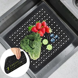 sinzau Sink Liner, 2 Pieces Dish Drying Mat, Food Grade PVC, 31 x 26 cm, Black