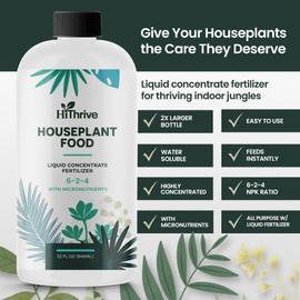 32oz Houseplant Fertilizer, All Purpose Indoor Plant Food - Makes 175+ Gallons, Plant Food for Houseplants - Fiddle Leaf Fig Tree, Pothos & More, 6-2-4 NPK, Concentrated Fertilizer for Indoor Plants