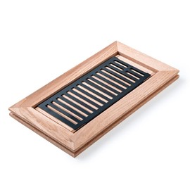 Qirui Red Oak Hardwood Flush Mount Floor Register, 4X10 Inch, High Output Air Flow, with Damper, Unfinished
