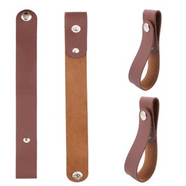 JINGHANGER 4 PCS Leather Whip Holster Set, Handmade Belt Whips Holder, Brown, 1 x 4.9 Inches